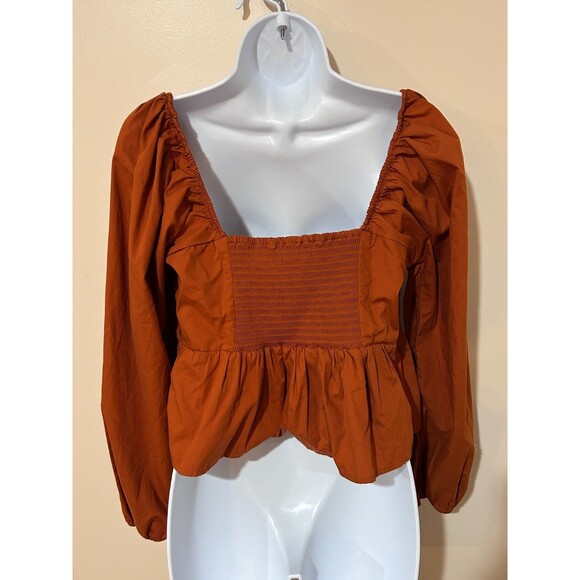 Abercrombie & Fitch Womens Babydoll Top Rust Orange Size Large - Picture 3 of 6